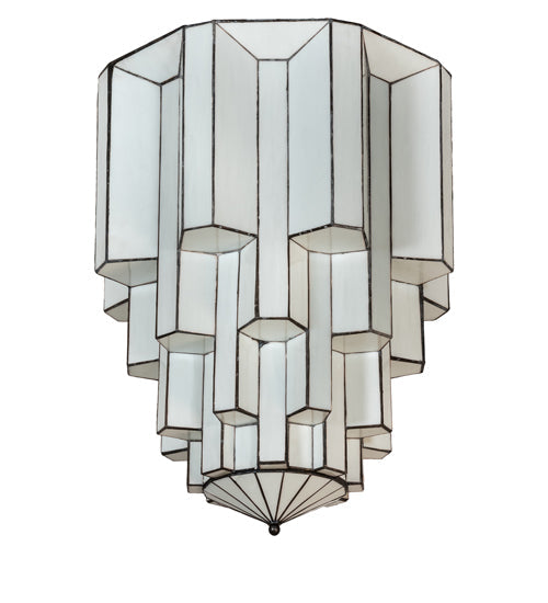 Meyda Lighting Paramount 255165 24" Antique Iron Gate Flush Mount Light With White Art Shade Glass