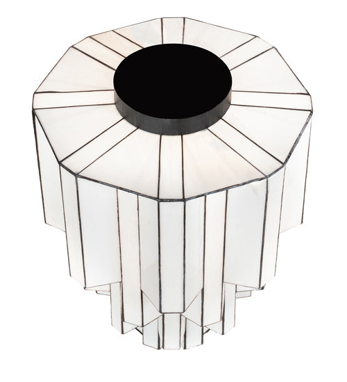 Meyda Lighting Paramount 255165 24" Antique Iron Gate Flush Mount Light With White Art Shade Glass