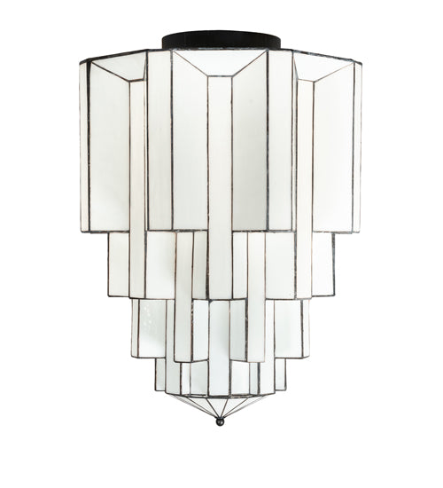 Meyda Lighting Paramount 255165 24" Antique Iron Gate Flush Mount Light With White Art Shade Glass