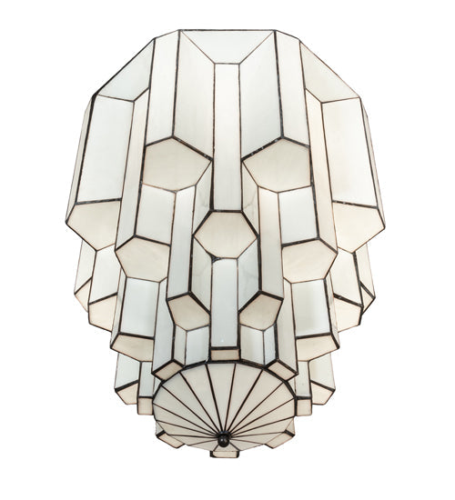 Meyda Lighting Paramount 255165 24" Antique Iron Gate Flush Mount Light With White Art Shade Glass