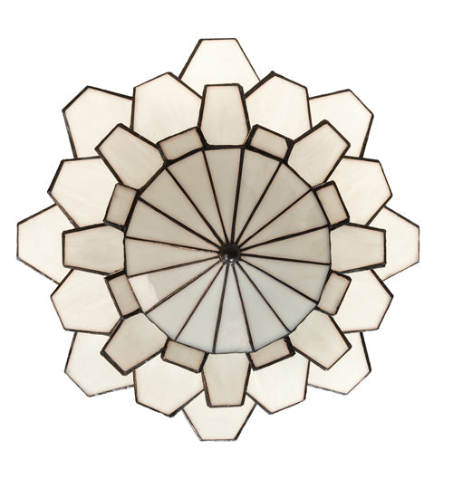 Meyda Lighting Paramount 255165 24" Antique Iron Gate Flush Mount Light With White Art Shade Glass