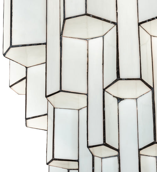 Meyda Lighting Paramount 255165 24" Antique Iron Gate Flush Mount Light With White Art Shade Glass