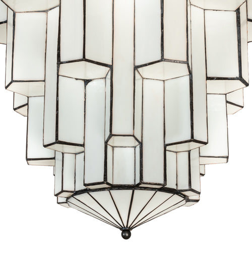 Meyda Lighting Paramount 255165 24" Antique Iron Gate Flush Mount Light With White Art Shade Glass