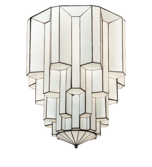 Meyda Lighting Paramount 255165 24" Antique Iron Gate Flush Mount Light With White Art Shade Glass