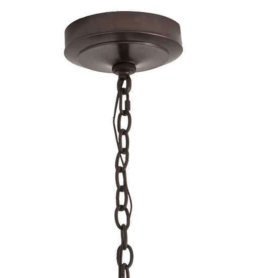 Meyda Lighting Paramount 28" 3-Light Craftsman Brown Pendant Light With White Art Shade Glass