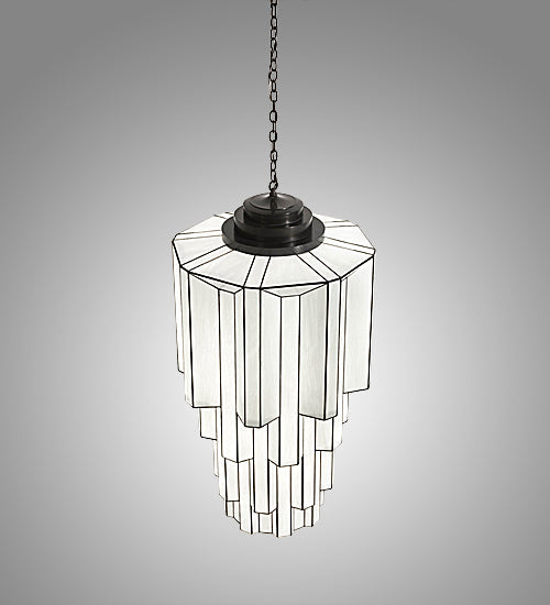 Meyda Lighting Paramount 28" 3-Light Craftsman Brown Pendant Light With White Art Shade Glass