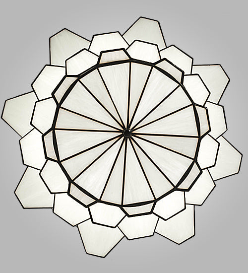 Meyda Lighting Paramount 28" 3-Light Craftsman Brown Pendant Light With White Art Shade Glass