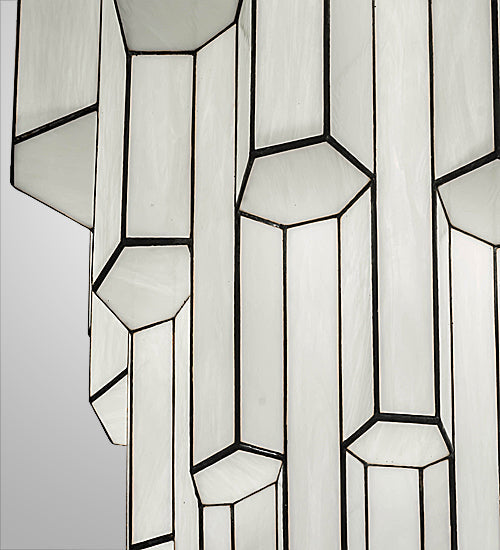 Meyda Lighting Paramount 28" 3-Light Craftsman Brown Pendant Light With White Art Shade Glass