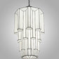 Meyda Lighting Paramount 28" 3-Light Craftsman Brown Pendant Light With White Art Shade Glass