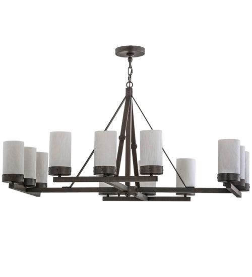 Meyda Lighting Parker 48" 12-Light Classic Rust Chandelier With Fleshtone Idalight Shade