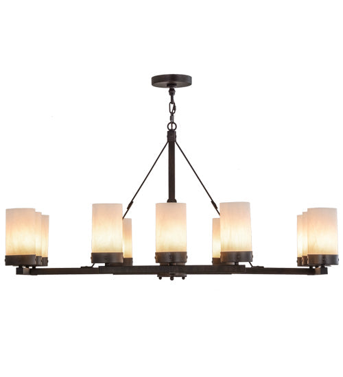 Meyda Lighting Parker 48" 12-Light Classic Rust Chandelier With Fleshtone Idalight Shade