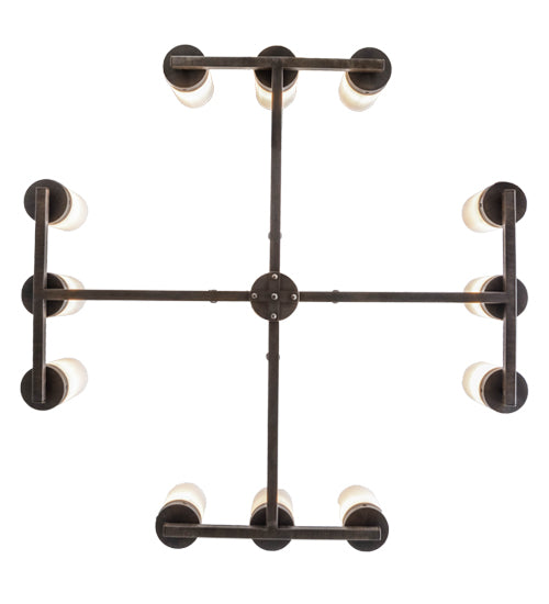 Meyda Lighting Parker 48" 12-Light Classic Rust Chandelier With Fleshtone Idalight Shade
