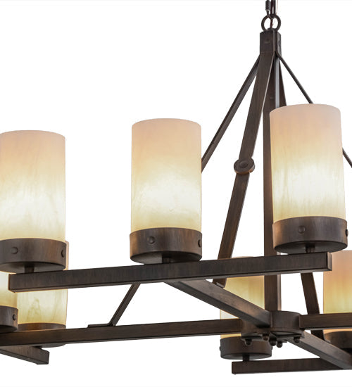 Meyda Lighting Parker 48" 12-Light Classic Rust Chandelier With Fleshtone Idalight Shade