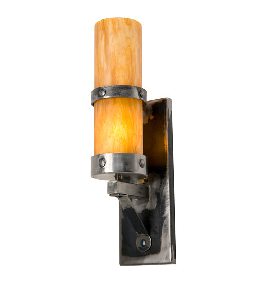 Meyda Lighting Parker 5" Satin Clear Steel Wall Sconce With Ambra Siena Idalight Shade