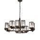 Meyda Lighting Parker Henry 36" 12-Light Mahogany Bronze Chandelier With Clear Seeded Shade Glass