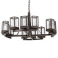Meyda Lighting Parker Henry 36" 12-Light Mahogany Bronze Chandelier With Clear Seeded Shade Glass