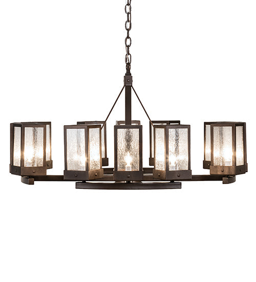 Meyda Lighting Parker Henry 36" 12-Light Mahogany Bronze Chandelier With Clear Seeded Shade Glass