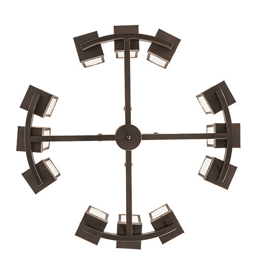 Meyda Lighting Parker Henry 36" 12-Light Mahogany Bronze Chandelier With Clear Seeded Shade Glass