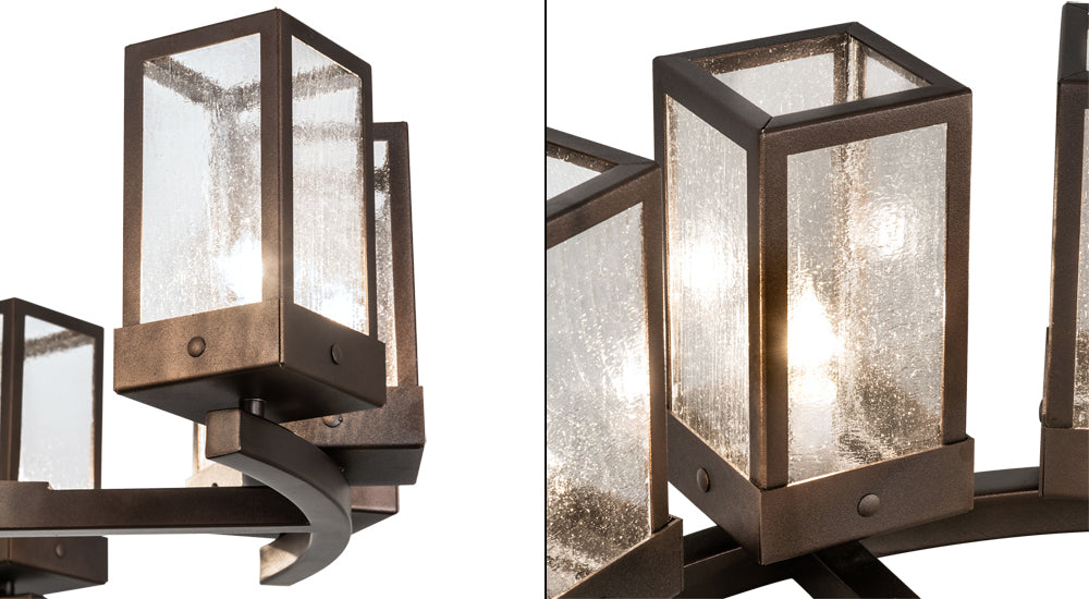 Meyda Lighting Parker Henry 36" 12-Light Mahogany Bronze Chandelier With Clear Seeded Shade Glass