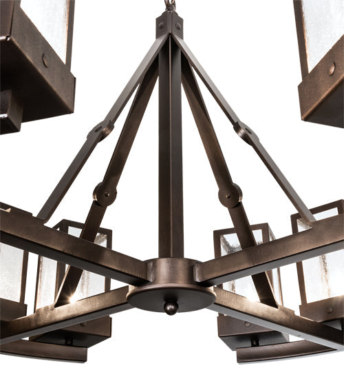 Meyda Lighting Parker Henry 36" 12-Light Mahogany Bronze Chandelier With Clear Seeded Shade Glass