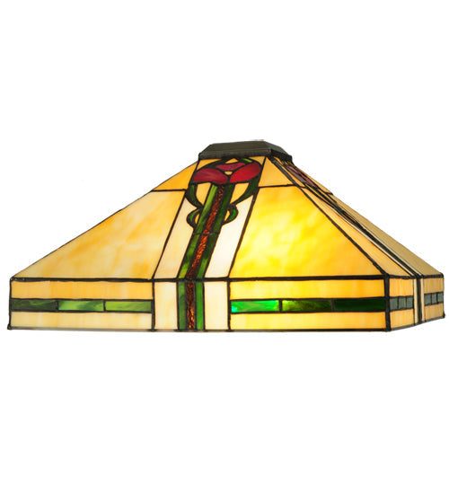 Meyda Lighting Parker Poppy 23" 2-Light Mahogany Bronze Table Lamp With Multi-Colored Shade Glass