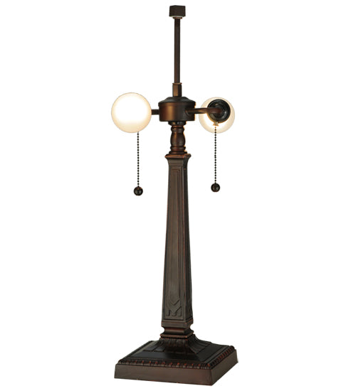 Meyda Lighting Parker Poppy 23" 2-Light Mahogany Bronze Table Lamp With Multi-Colored Shade Glass