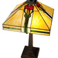 Meyda Lighting Parker Poppy 23" 2-Light Mahogany Bronze Table Lamp With Multi-Colored Shade Glass