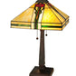 Meyda Lighting Parker Poppy 23" 2-Light Mahogany Bronze Table Lamp With Multi-Colored Shade Glass
