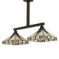 Meyda Lighting Parker Poppy 39" 2-Light Craftsman Brown Island Pendant Light With Multi-Colored Shade Glass