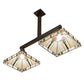 Meyda Lighting Parker Poppy 39" 2-Light Craftsman Brown Island Pendant Light With Multi-Colored Shade Glass