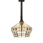 Meyda Lighting Parker Poppy 39" 2-Light Craftsman Brown Island Pendant Light With Multi-Colored Shade Glass