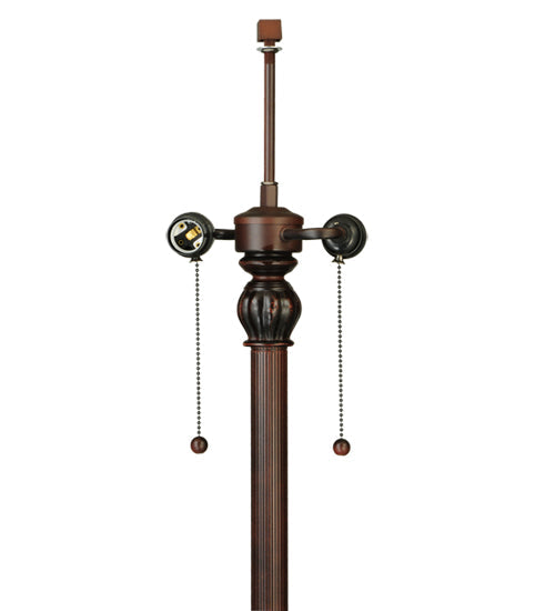 Meyda Lighting Parker Poppy 62" 2-Light Mahogany Bronze Floor Lamp With Beige and Green Shade Glass