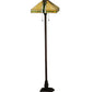 Meyda Lighting Parker Poppy 62" 2-Light Mahogany Bronze Floor Lamp With Beige and Green Shade Glass