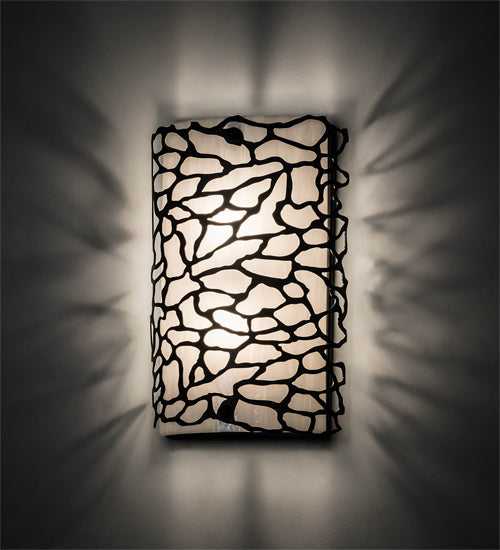 Meyda Lighting Parmecia 10" 2-Light Textured Black Wall Sconce With White Art Shade Glass