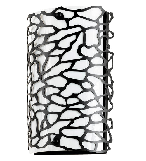 Meyda Lighting Parmecia 10" 2-Light Textured Black Wall Sconce With White Art Shade Glass