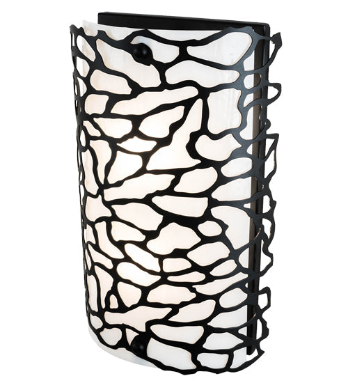 Meyda Lighting Parmecia 10" 2-Light Textured Black Wall Sconce With White Art Shade Glass