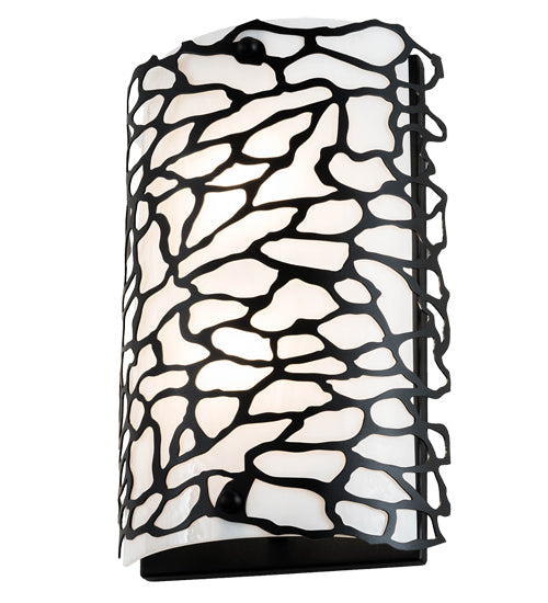 Meyda Lighting Parmecia 10" 2-Light Textured Black Wall Sconce With White Art Shade Glass