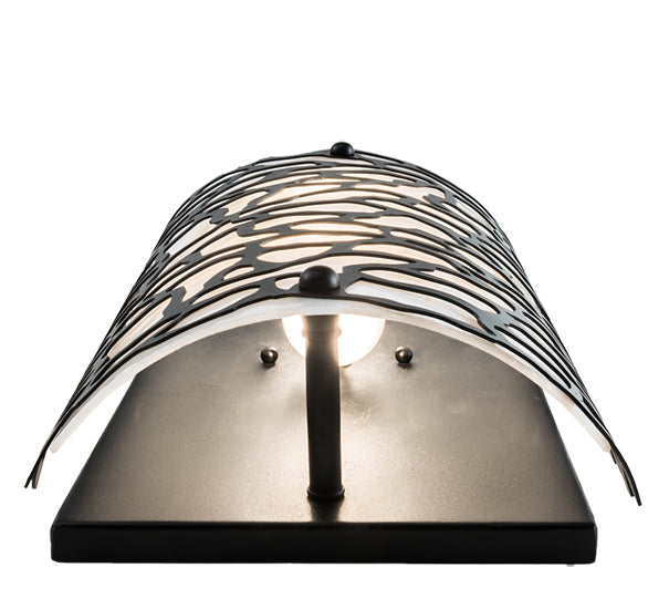 Meyda Lighting Parmecia 10" 2-Light Textured Black Wall Sconce With White Art Shade Glass