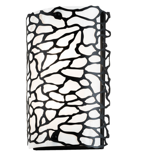 Meyda Lighting Parmecia 10" 2-Light Textured Black Wall Sconce With White Art Shade Glass