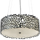 Meyda Lighting Parmecia 30" 4-Light Black Textured Pendant Light With White Linen Shade
