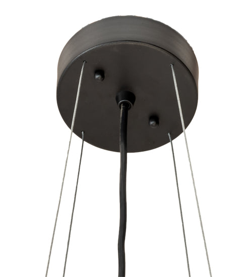 Meyda Lighting Parmecia 30" 4-Light Black Textured Pendant Light With White Linen Shade