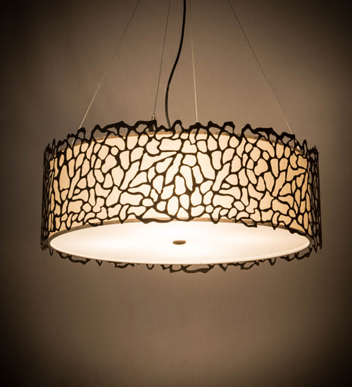 Meyda Lighting Parmecia 30" 4-Light Oil Rubbed Bronze Pendant Light With White Eggshell Textrene Shade