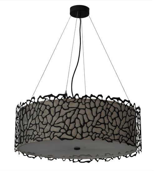Meyda Lighting Parmecia 30" 4-Light Oil Rubbed Bronze Pendant Light With White Eggshell Textrene Shade