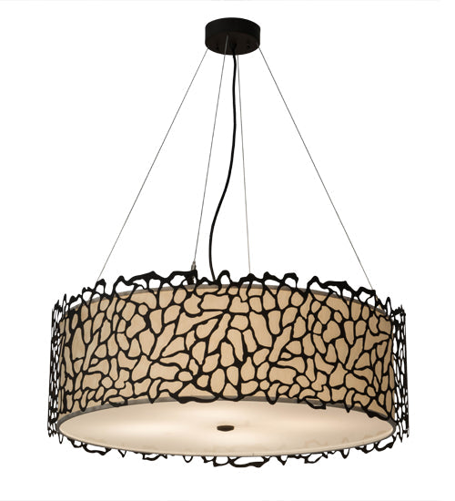 Meyda Lighting Parmecia 30" 4-Light Oil Rubbed Bronze Pendant Light With White Eggshell Textrene Shade