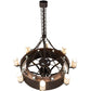 Meyda Lighting Parnella 185629 54" 24-Light Rusty Nail Chandelier With Amber Mica & Light Green Jadestone Cylindres Shade and Fan