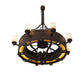 Meyda Lighting Parnella 185629 54" 24-Light Rusty Nail Chandelier With Amber Mica & Light Green Jadestone Cylindres Shade and Fan