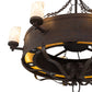 Meyda Lighting Parnella 185629 54" 24-Light Rusty Nail Chandelier With Amber Mica & Light Green Jadestone Cylindres Shade and Fan