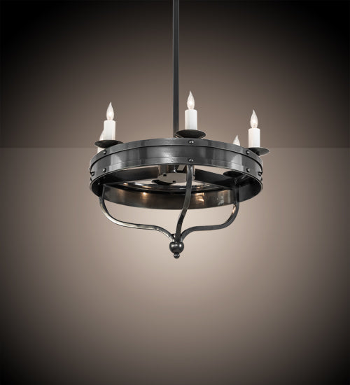 Meyda Lighting Parnella 30" 6-Light Charcoal Gray Chandelier With White Faux Candlelight