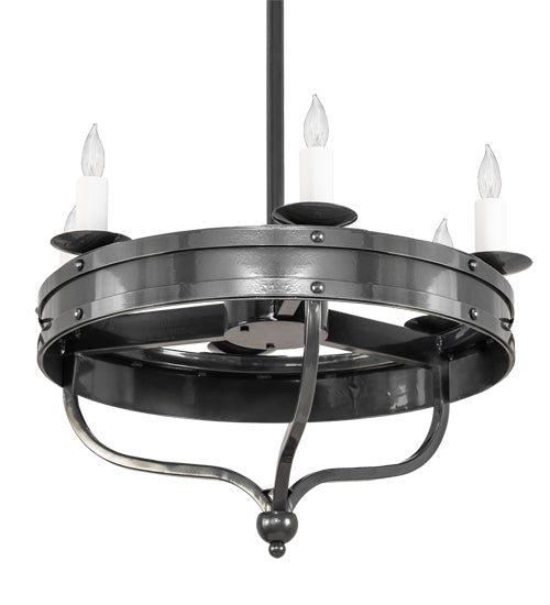 Meyda Lighting Parnella 30" 6-Light Charcoal Gray Chandelier With White Faux Candlelight