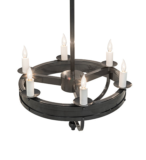 Meyda Lighting Parnella 30" 6-Light Charcoal Gray Chandelier With White Faux Candlelight